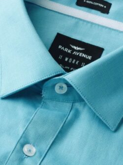 Park Avenue  Men Blue Sim Fit Solid From Shirt